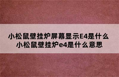 小松鼠壁挂炉屏幕显示E4是什么 小松鼠壁挂炉e4是什么意思